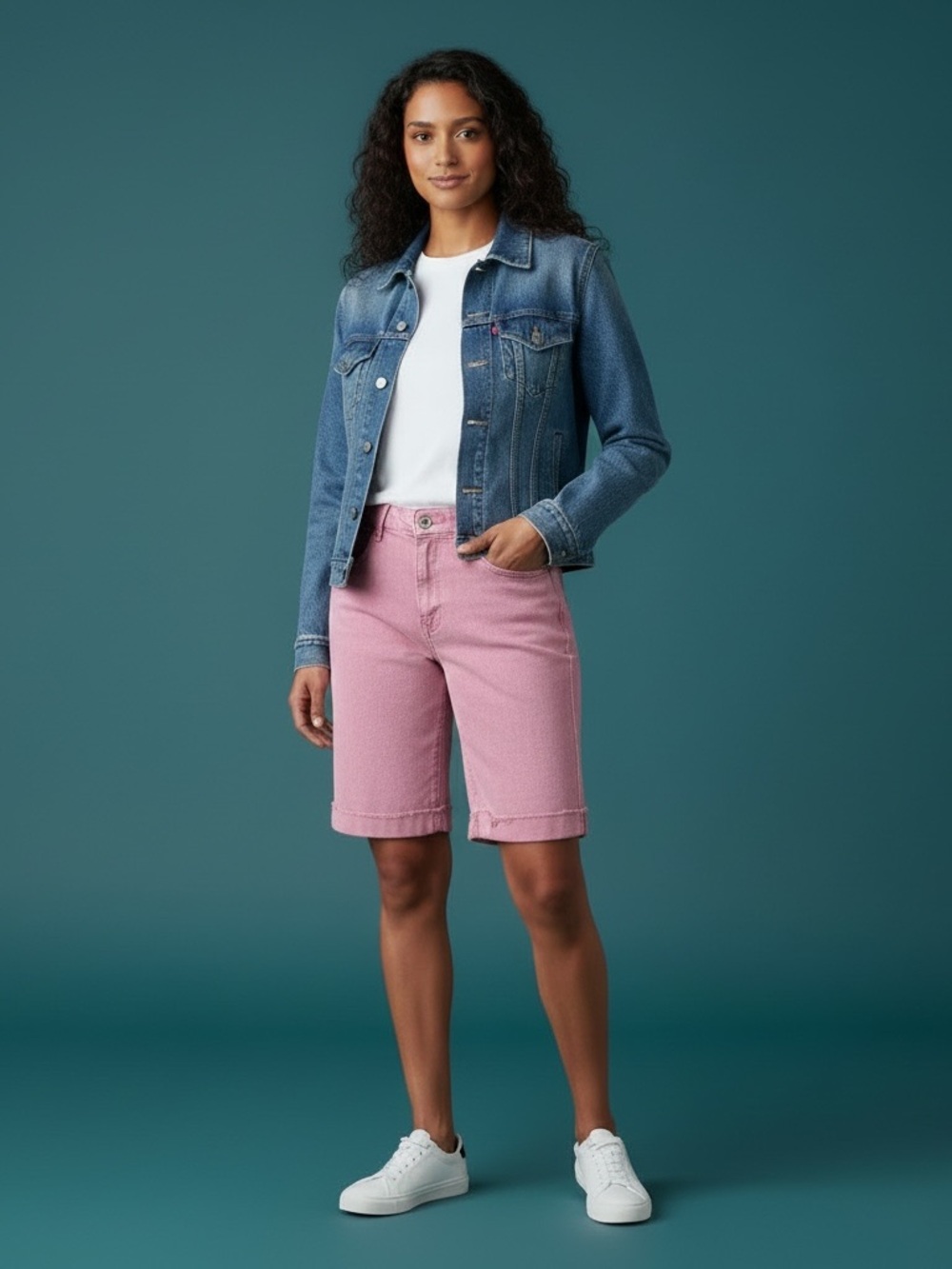 Zenana Pink Denim Bermuda Shorts - Women